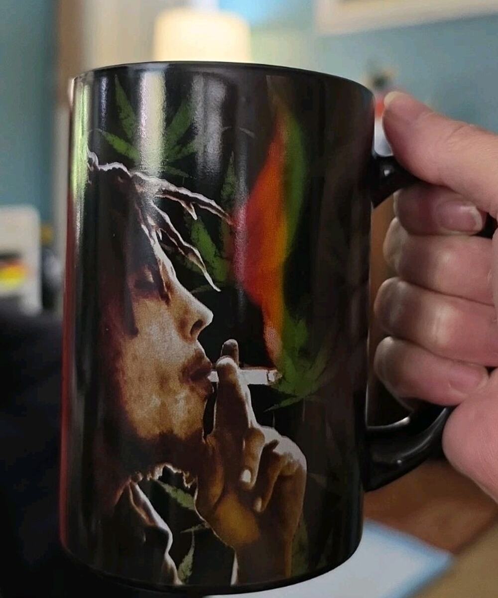 Bob Marley Mug Official Merch Smoking Portrait Signature Ceramic Rasta 420